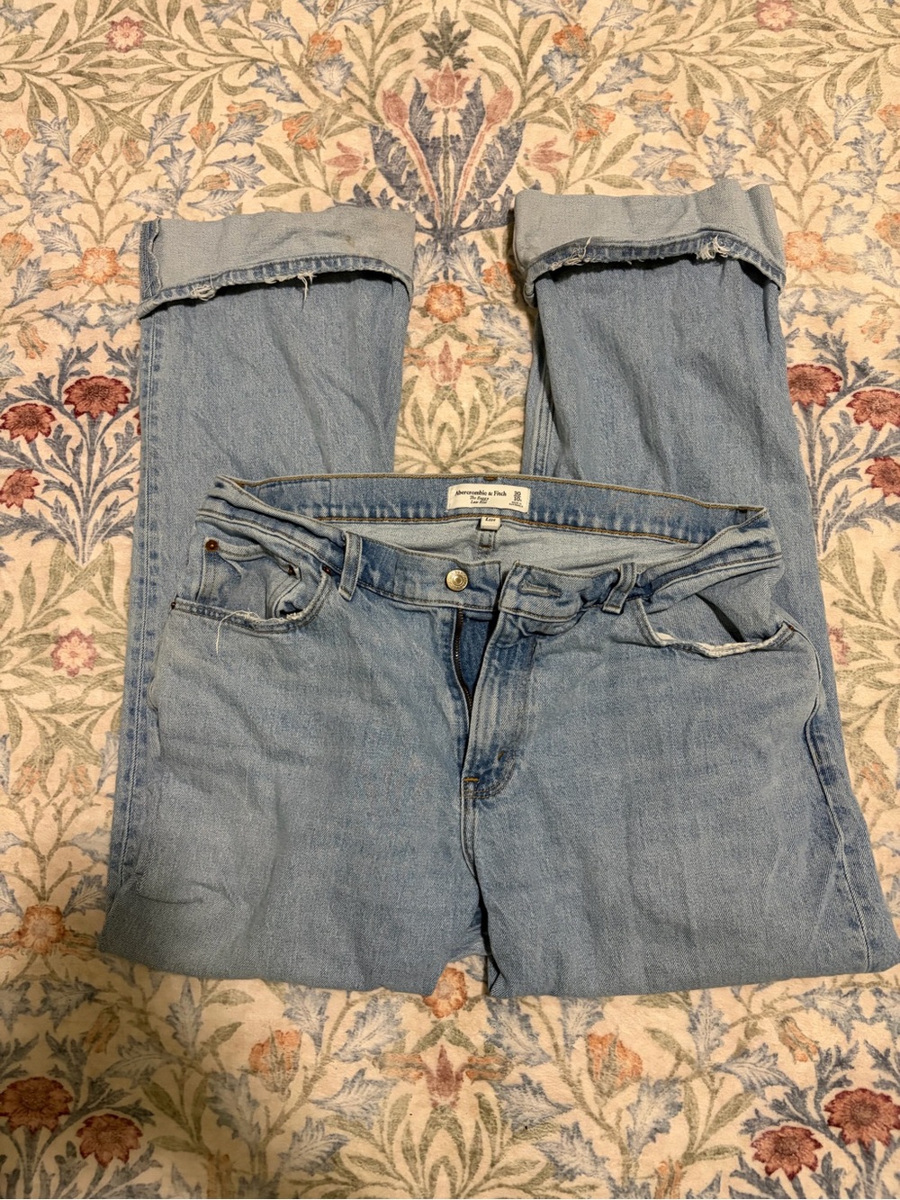 Abercrombie & Fitch Light Blue Low Rise Baggy Leg Jeans curve love